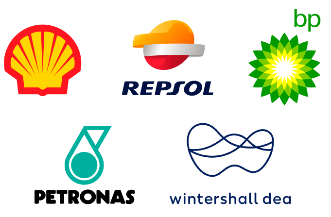 Logos de clientes de industria energetica Repsol bp Petronas Wintershall dea